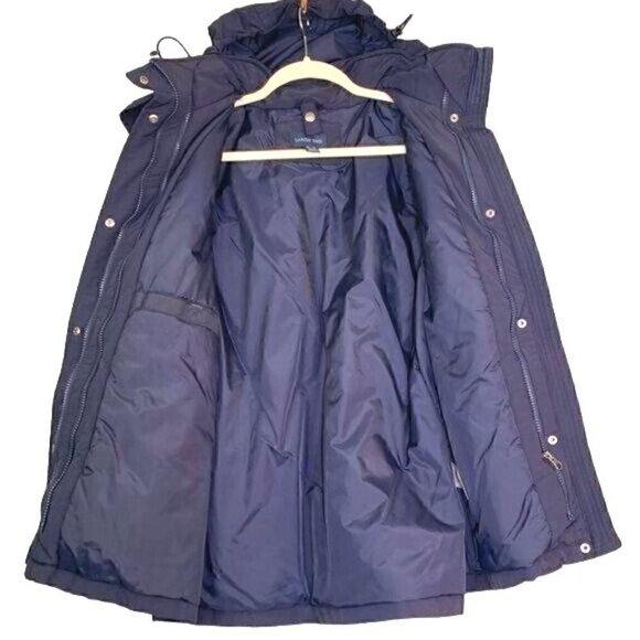 Land’s End Insulated Winter Coat With Hood Navy Blue Nylon/Polyester, Size Small - Picture 5 of 8